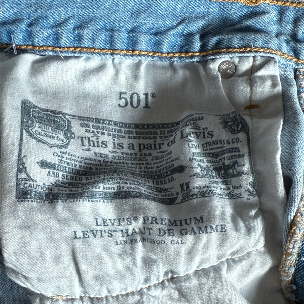 Levi's Light Blue Distressed Jean Shorts - Picture 7 of 8